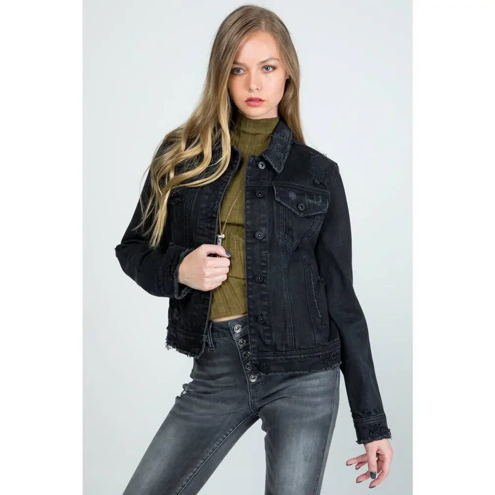 Chic Distressed Women's Denim Jacket